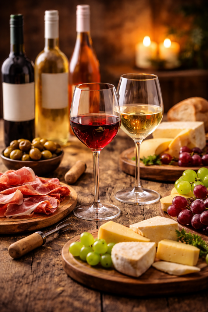 sélection de vins et délices raffinés