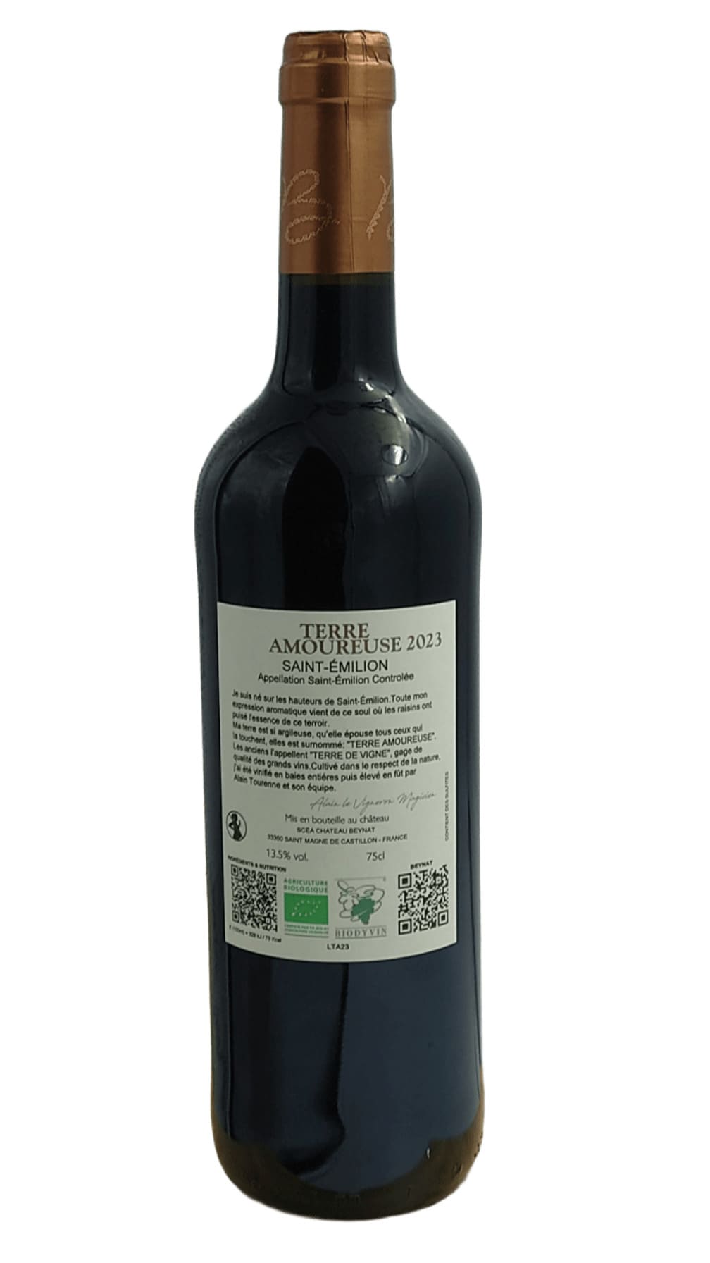 SAINT EMILION CHÂTEAU TERRE AMOUREUSE ROUGE 2023 – Image 2